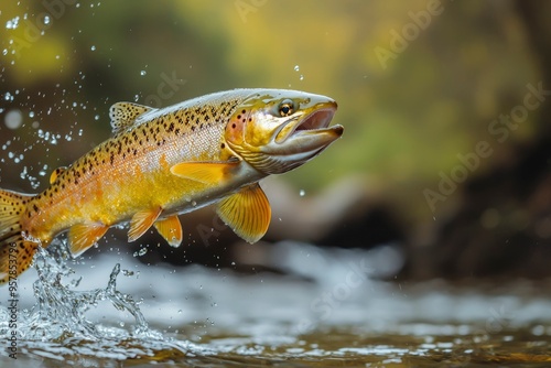 A Brown Trout Leaping Out of the Water