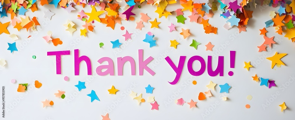 Bold 'Thank You!' on a Canvas of Confetti Bold 'Thank You!' on a Canvas of Confetti