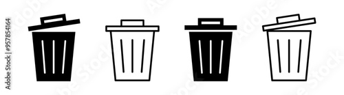 Recycle bin icon set. delete or trash icons. vector signs isolated on transparent