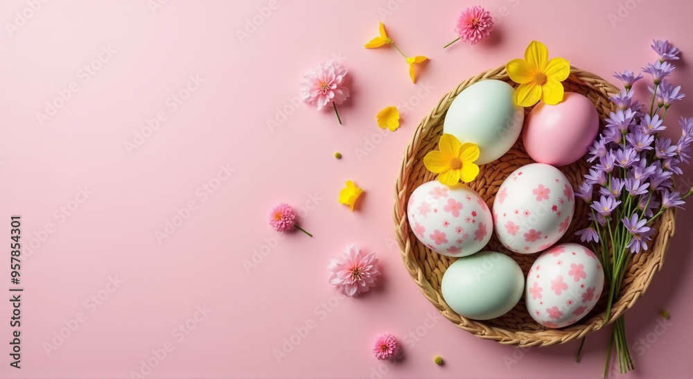 easter eggs in a nest