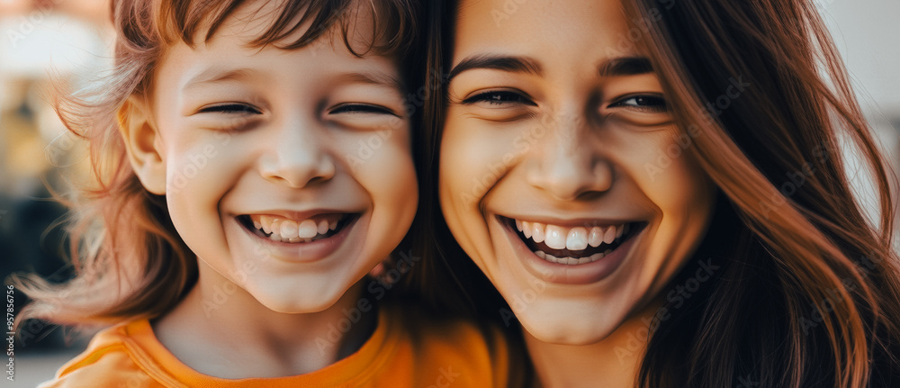 Fototapeta premium Mother and Daughter Sharing a Joyful Moment