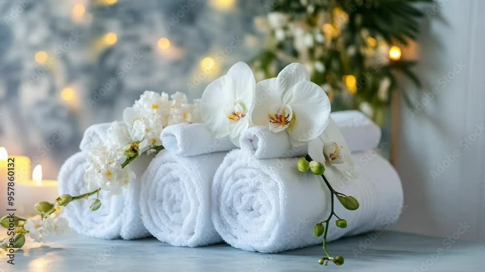 Tranquil Spa Setting with Orchids Tranquil Spa Setting with Orchids