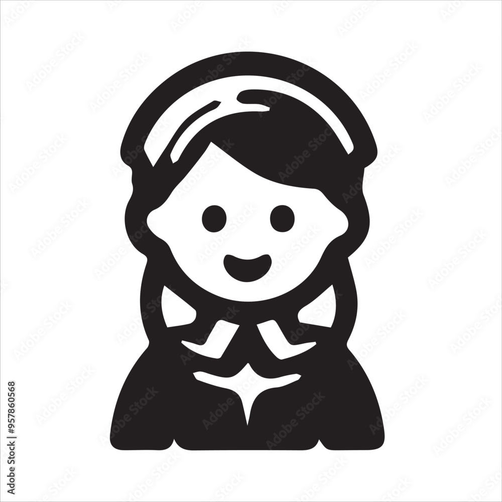Female Child Girl Vector Icon Symbol, Cute Girl Profile Logo Silhouette Art Vector Illustration Female Child Girl Vector Icon Symbol, Cute Girl Profile Logo Silhouette Art Vector Illustration