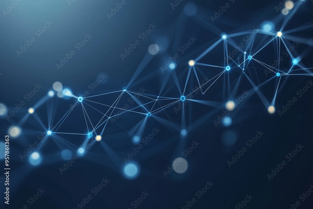 Obraz premium A futuristic network hub, with digital data streams, circuit board patterns, and glowing nodes.