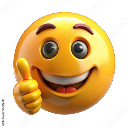 A thumbs up emoticon face isolated on transparent background photo