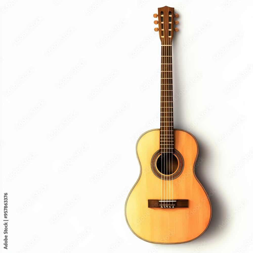 A beautiful classic guitar, showcasing its wooden texture and design, perfect for music lovers and musicians alike. A beautiful classic guitar, showcasing its wooden texture and design, perfect for music lovers and musicians alike.