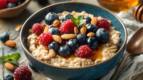 Delicious Oatmeal with Fresh Berries and Nuts