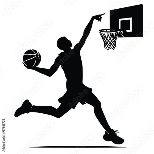 Silhouette of a Basketball Player Dunking