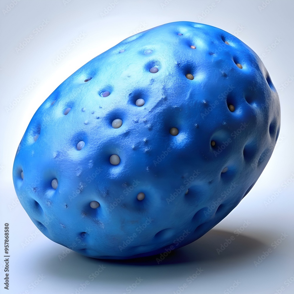 3D illustration of a blue. bumpy potato. 3D illustration of a blue. bumpy potato.