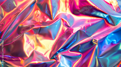 Colorful Iridescent Foil Background.