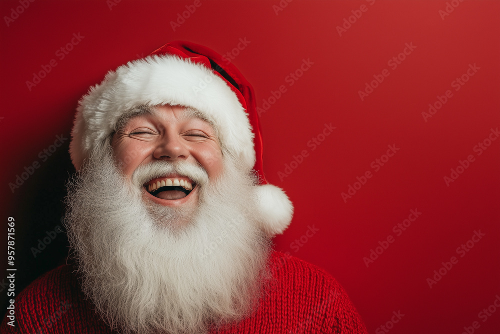 smiling Santa Claus red in sweater with a white beard. He is wearing a Santa hat and is smiling. smiling Santa Claus red in sweater with a white beard. He is wearing a Santa hat and is smiling.