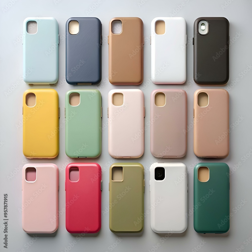 A colorful collection of 12 phone cases. showcasing a variety of vibrant hues and sleek designs. A colorful collection of 12 phone cases. showcasing a variety of vibrant hues and sleek designs.