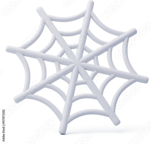 3d Vector Large round symmetrical web, Happy halloween festival concept.