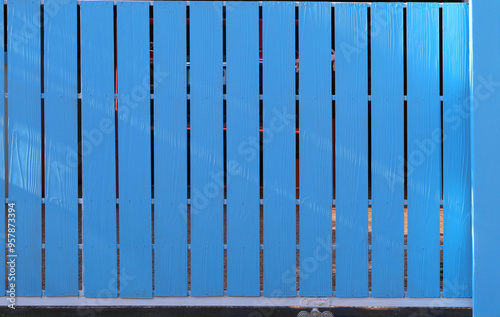 Obraz na płótnie Blue fence door wooden texture background, Blue pallets wood of door background. w salonie