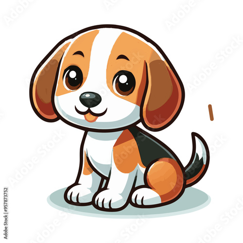 Cute Beagle Dog Sitting Cartoon Vector Icon