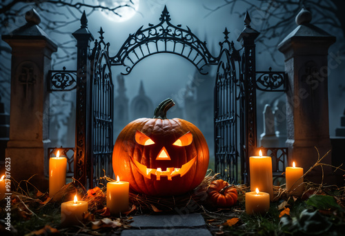 Graveyard with smiling pump...