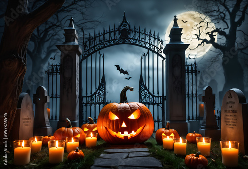 Graveyard with smiling pump...
