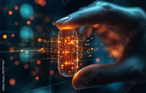 Biohacking with cognition. Hand clutching a nootropic capsule in close-up High-tech learning is revolutionised by smart drugs.