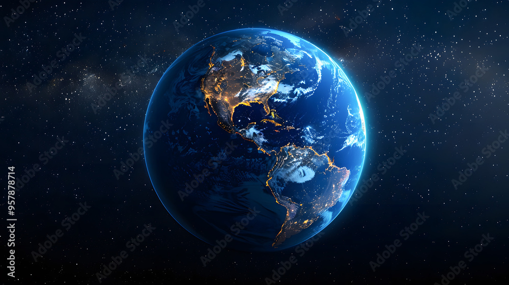 Planet Earth at night, seen from space, showing North America Planet Earth at night, seen from space, showing North America