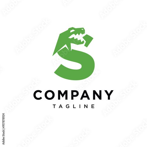 Letter S T-Rex dinosaurus Logo icon vector