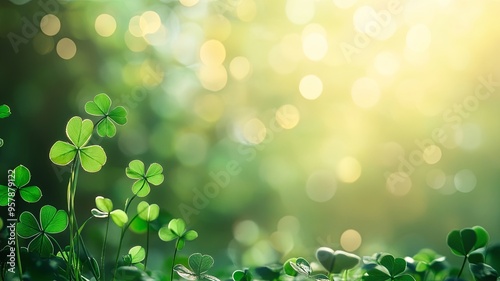 Nature Background With Clover Leaves 