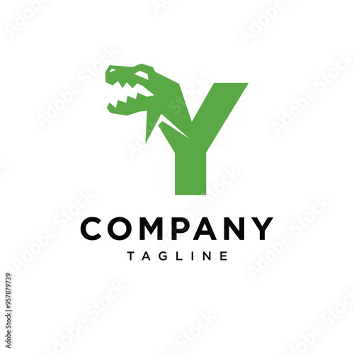 Letter Y T-Rex dinosaurus Logo icon vector