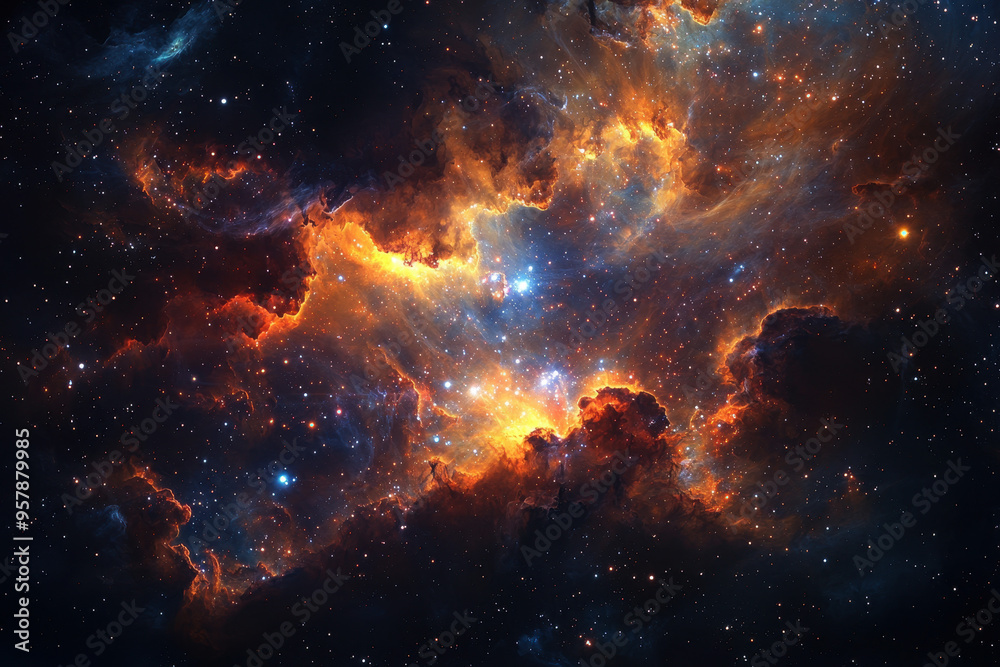 Fototapeta premium Colorful space galaxy cloud nebula. Stary night cosmos. Universe science astronomy. Supernova background wallpaper