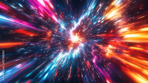 Psychedelic Space with Explosive Colors and Radial Blur