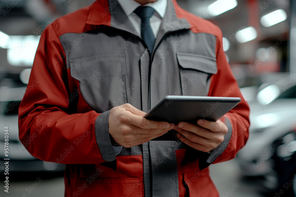 Sales man at a car showroom, holding tablet . dealership car concept. Sales man at a car showroom, holding tablet . dealership car concept.