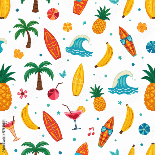 Tropical Fruit and Beach Themed Pattern