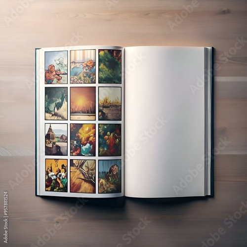 Open book mockup with blank pages. perfect for showcasing your graphic novel cover. comic book artwork. or editorial design.