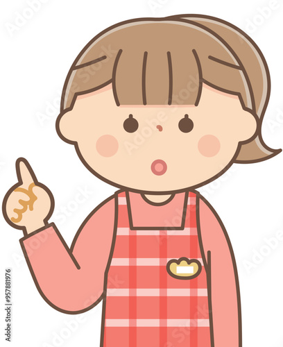 説明をする保育士の女性