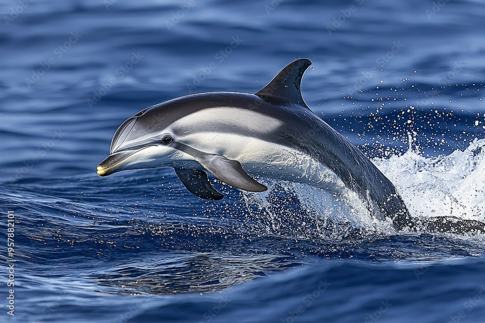 Fototapeta premium Striped Dolphin Leaping From the Ocean Surface