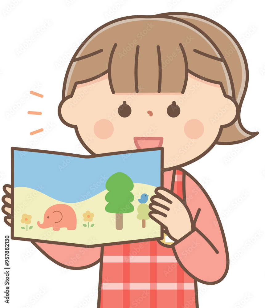 絵本の読み聞かせをする保育士の女性