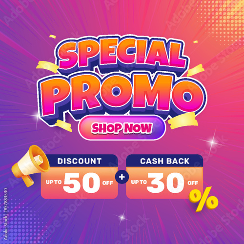 Gradient special promo banner design template with editable text