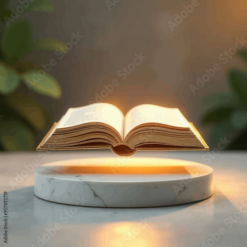 Open Book Floating in Air