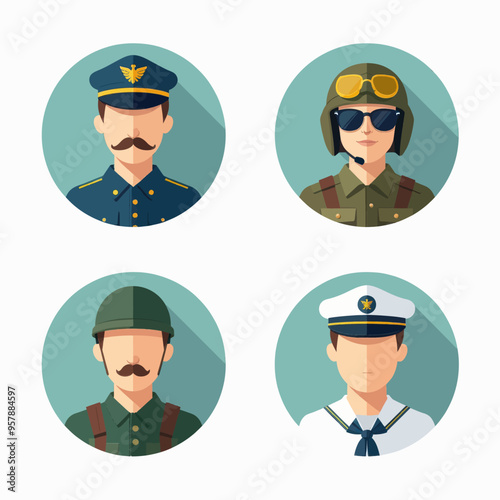 Military Personnel Portraits: Four Different Styles of Soldiers