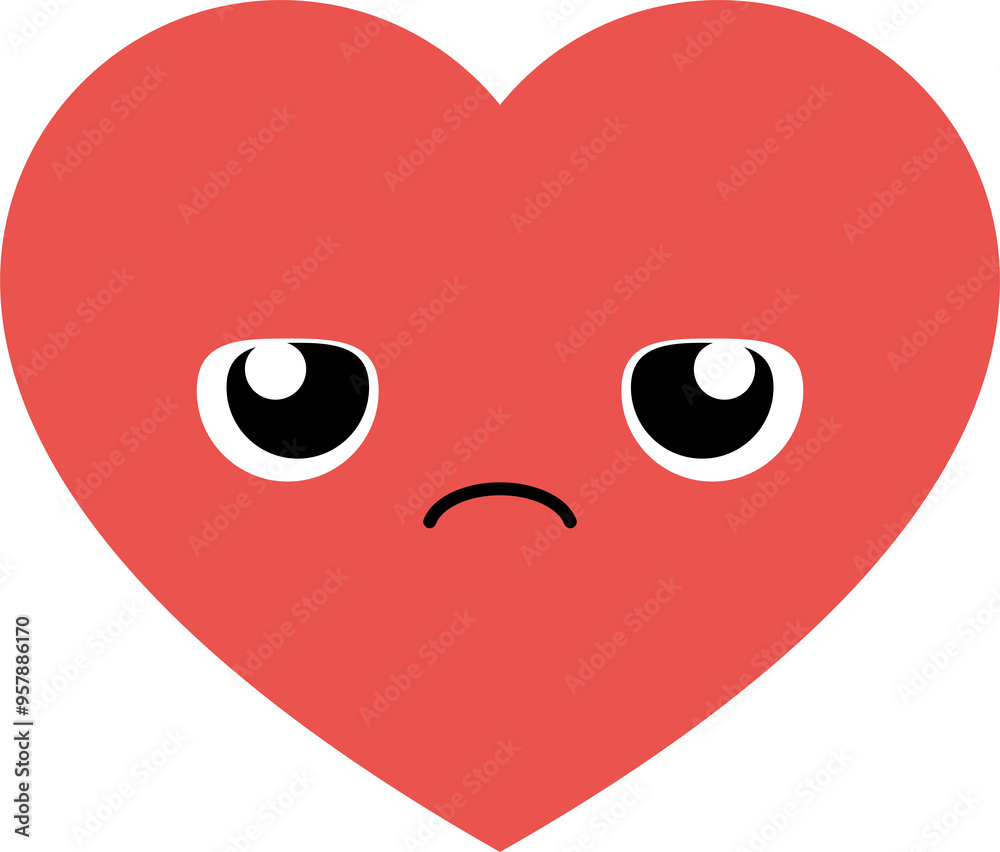 Boring red heart cartoon characters. Flat design illustration. Boring red heart cartoon characters. Flat design illustration.