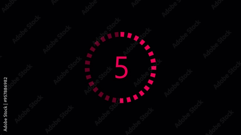 Circle countdown timer 10 sec animation, 10 second count down timer with circle, Countdown timer animation from 10 to 0 seconds with alpha channel.
