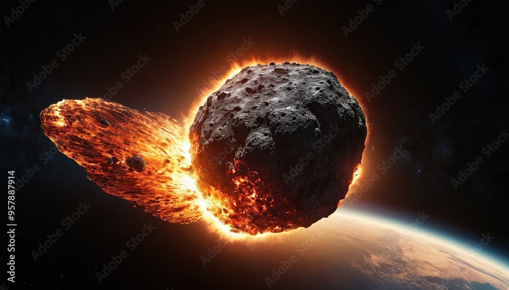 Perilously asteroid hurtles through space towards planet Earth posing a potential ...