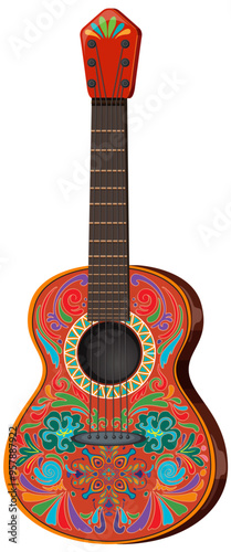 Colorful Mexican Guitar Illustration