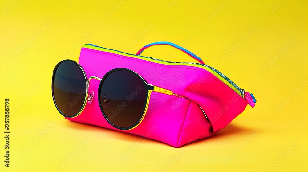 Bold Neon Pink Sunglass Bag with Sturdy Base & Soft Upper: Perfect for Safeguarding Glasses and Making a Fashion Statement - Ideal for Sports Interior Posters! Bold Neon Pink Sunglass Bag with Sturdy Base & Soft Upper: Perfect for Safeguarding Glasses and Making a Fashion Statement - Ideal for Sports Interior Posters!