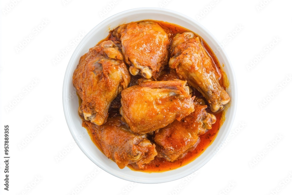 Braised Chicken Drumsticks in a White Bowl Braised Chicken Drumsticks in a White Bowl