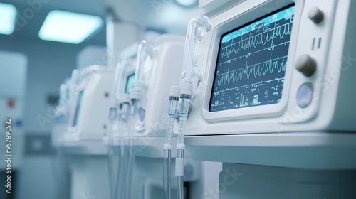 Wallpaper Mural Medical Equipment with Heart Rate Monitor in Hospital Room Torontodigital.ca