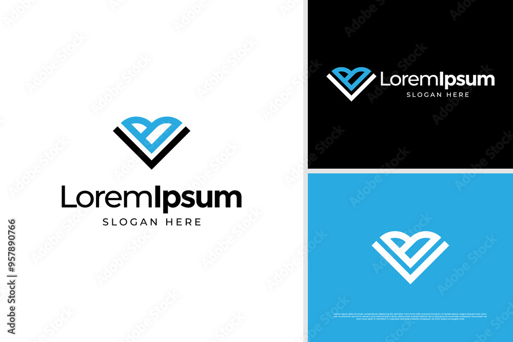 Elegant letter V B love logo vector design template Elegant letter V B love logo vector design template