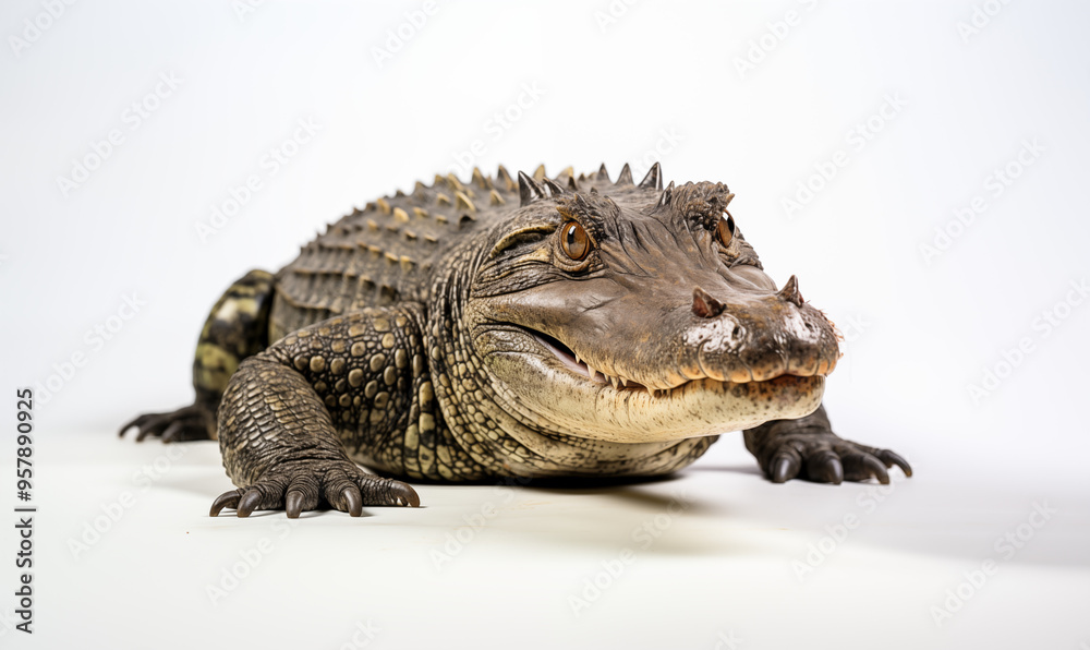 Naklejka premium Alligator Studio Shot on Clean White Background