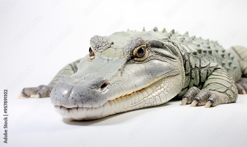 Naklejka premium Alligator Studio Shot on Clean White Background