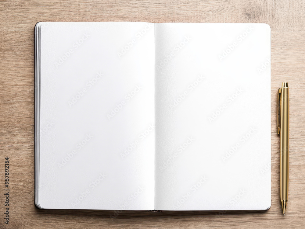 A blank page in notebook with pen ready for writing inspires creativity and ideas. A blank page in notebook with pen ready for writing inspires creativity and ideas.