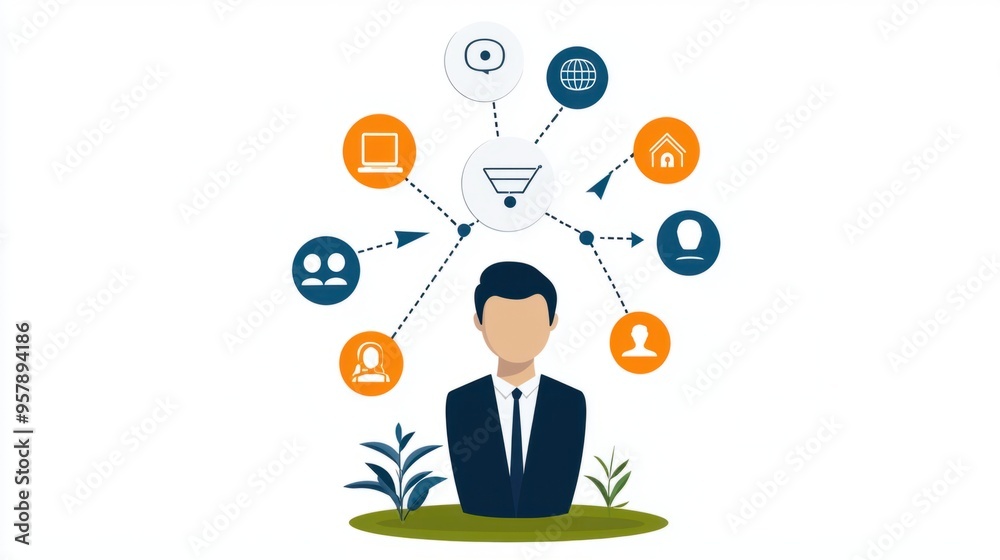 Seamless Integration: Network of Small Business Icons Converging on Digital Advertising Platform Seamless Integration: Network of Small Business Icons Converging on Digital Advertising Platform