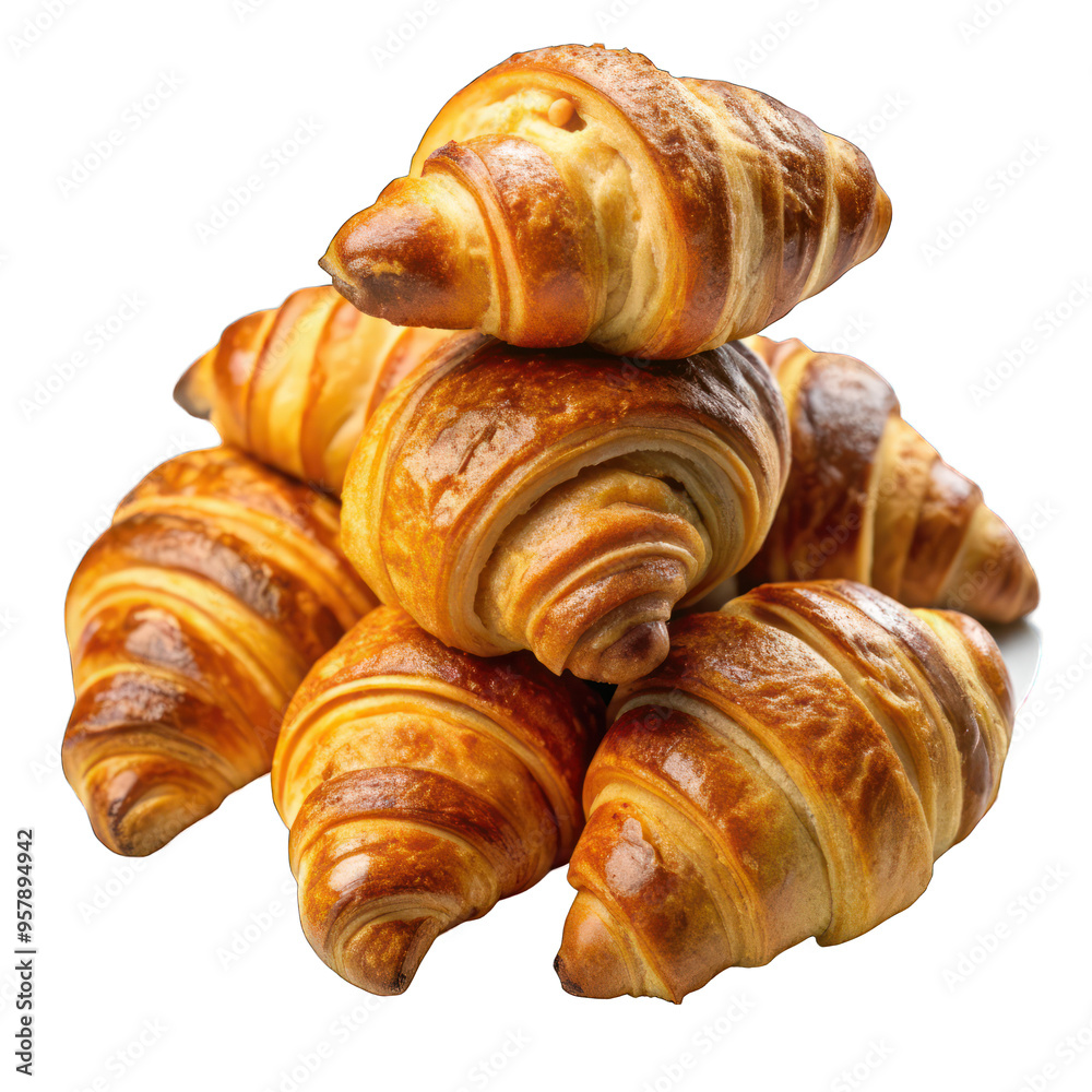 Croissants pile isolated on transparent background Croissants pile isolated on transparent background
